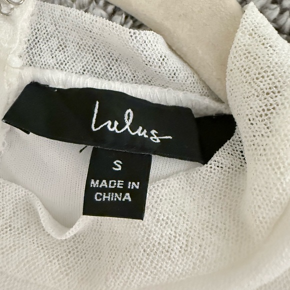 Lulu's White Mesh Ruched Sleeveless Mock Neck Bodycon Mini Dress Size S - Picture 6 of 13